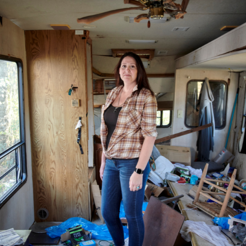 Jean in her camper