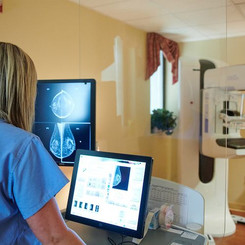 Nurse in a mammography clinic