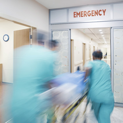stretcher headed to the emergency room