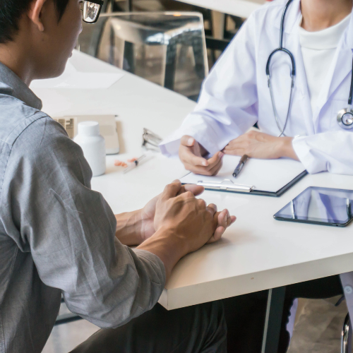 person talking to doctor