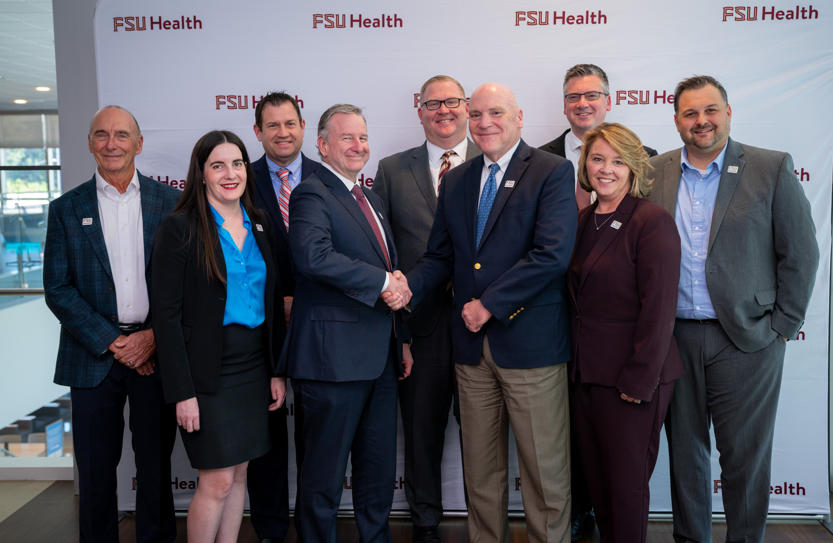 Tallahassee Memorial HealthCare and Florida State University leaders at the FSU Health agreement signing.