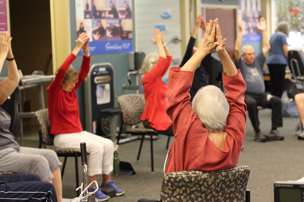 Group of people doing chair exercises